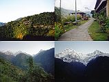 101 Chomrong. Annapurna South, Hiunchuli and Machupuchare From Chomrong Before Sunrise Chomrong (2210m) is a large town built in two sections on a steep hillside with more than 100m difference in altitude between the new (upper) and old (lower) villages, with hundreds of steps linking the two. I stayed at the friendly Himalayan View. From Chomrong, I had a great view of Annapurna South, Hiunchuli and Machapuchare (6993m) before sunrise.